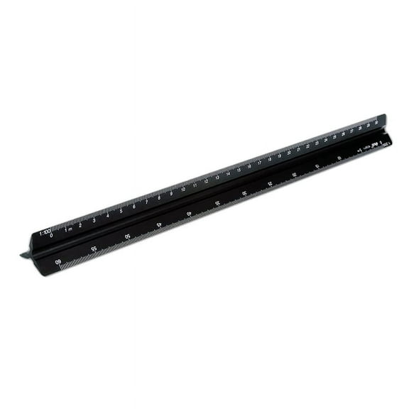 Architectural Ruler 30 cm Aluminum Triangular Ruler Various Scales 1:20, 1:25, 1:50, 1:75, 1:100, 1:125 for Architects,1 x ruler,Black