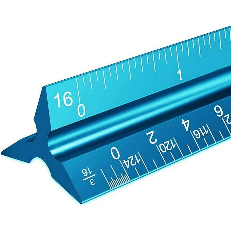 Architectural Scale Ruler, 12 Aluminum Architect Scale, Triangular Ruler  for Blueprint, Triangle Drafting Metal Architecture 