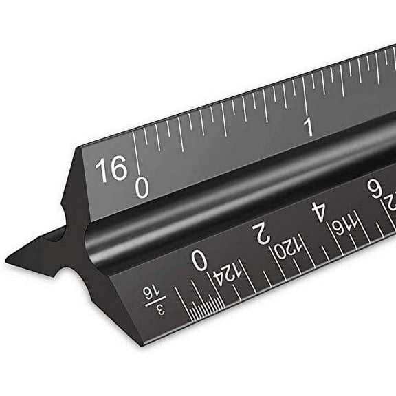 Architectural Scale Ruler, 12" Aluminum Architect Scale, Triangular Scale, Scale Ruler for Blueprint, Drafting Ruler