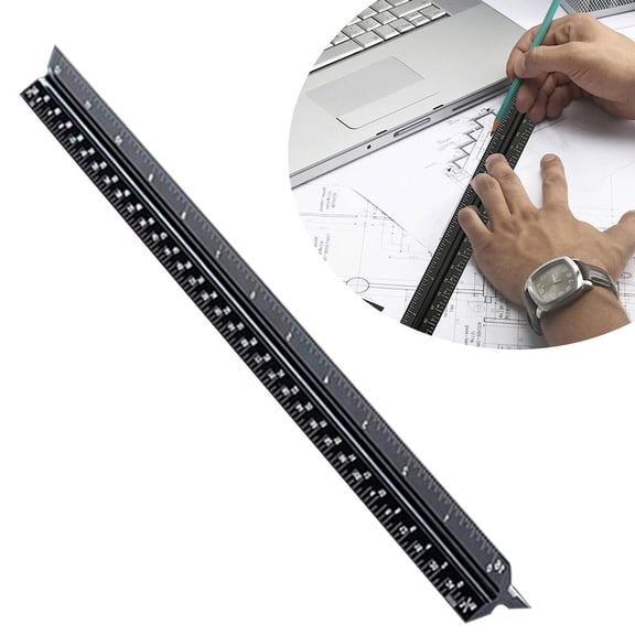 Architectural Scale Ruler, 12in Aluminum Scale, Triangular Ruler, Precise Scale Ruler for Blueprint Imperial Measurements, Drafting Ruler, Architect Ruler, Metal Scale Ruler, Architecture Ruler
