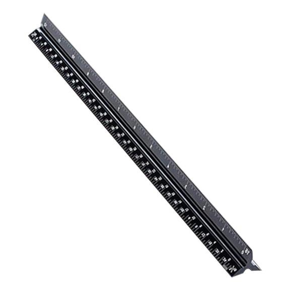Architectural Scale Ruler, Imperial Measurements, 12-Inch Triple-Sided Laser-Etched Aluminum Drafting Scale for Architects, Engineers, and Designers, Black