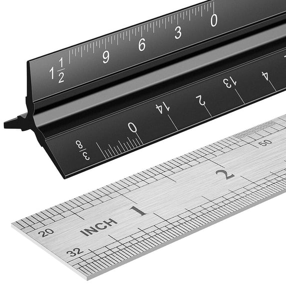 Architectural Scale Ruler t, 2 Pack 12 Inch Aluminum Architect with ...