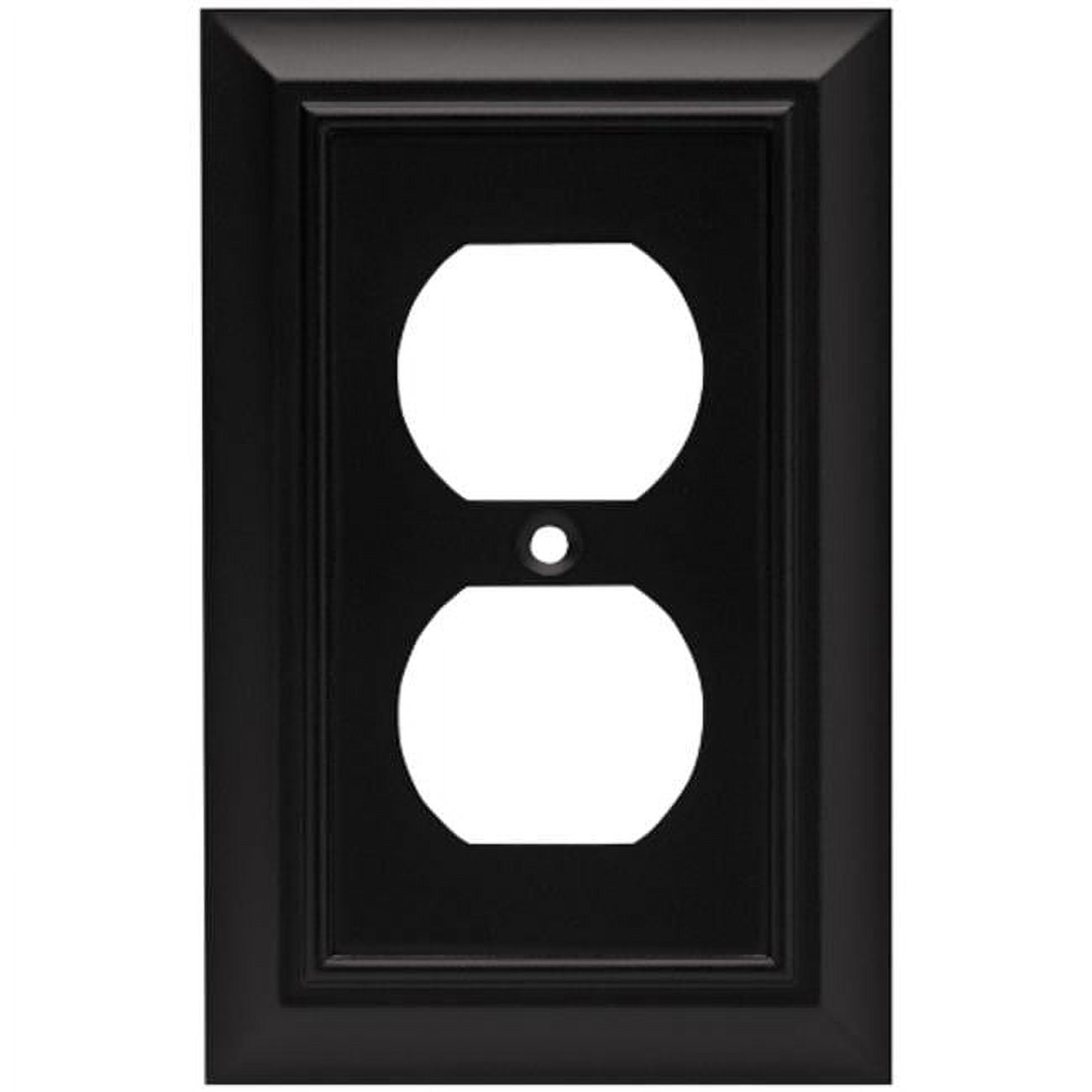 Matte Black Traditional Single Duplex Outlet Wall Plate