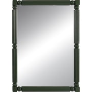 Beautiful 22 x 30 Green Fluted Wood Wall Mirror, Glossy Forest Night Finish Decorative Accent Vanity Mirror, Rectangular Wooden Frame for Bathroom, Entryway, Bedroom, Living Room & Hallway