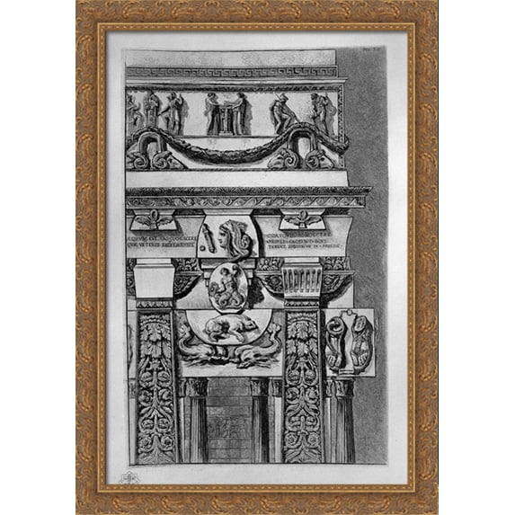 Architectural decoration 28x40 Large Gold Ornate Wood Framed Canvas Art by Giovanni Battista Piranesi