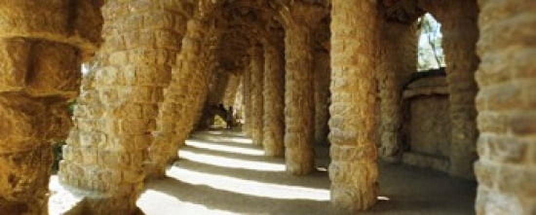 Architectural detail of the famous park designed by Catalan architect Antonio Gaudi Park Guell Barcelona Catalonia Spain Canvas Art - Panoramic Images (15 x 6)