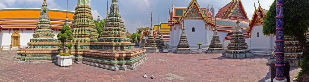 Architectural feature of a temple Wat Pho Bangkok Thailand Canvas Art - Panoramic Images (27 x 9)