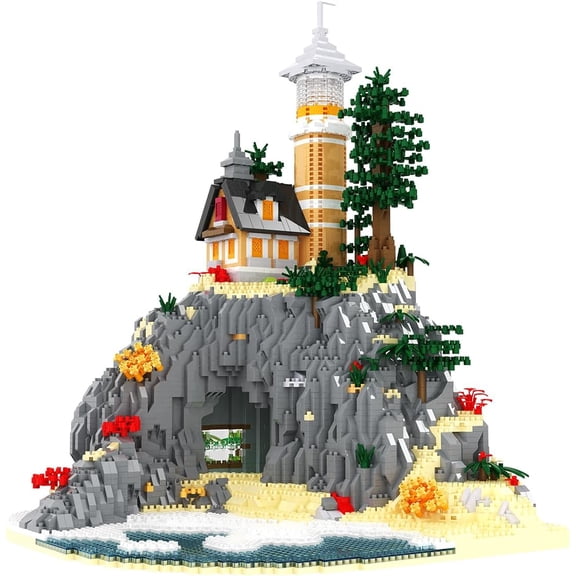 Architecture Island Cave Lighthouse Micro Building Blocks Sets5686PCS- Building Block Model Gifts and Unique Collectibles Suitable for Children and Adult Creative Enthusiasts