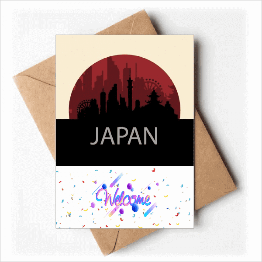Architecture Landmark Outline Japan Welcome Back Greeting Cards Envelopes Blank