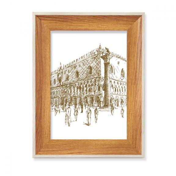 Architecture Landmark Sketch Landscape Desktop Wooden Photo Frame Display Picture Art Painting Multiple Sets