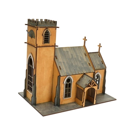 Architecture Model Hobby Toy European Church DIY Kit Wooden Construction Easy Assembly for Micro Landscape Decor