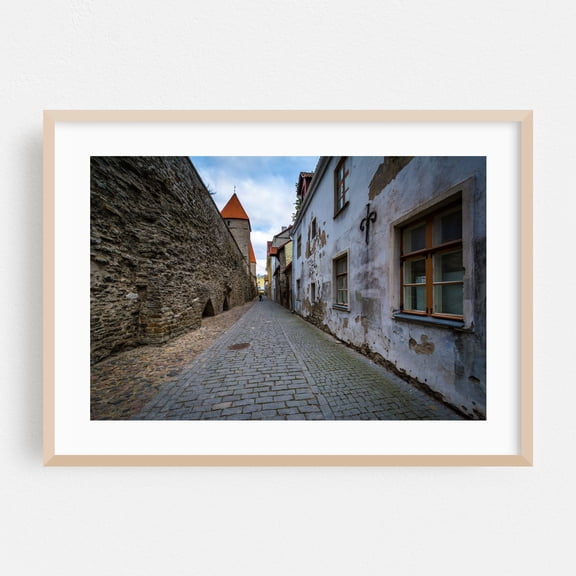 Architecture in Old Town - Tallinn Estonia Photography Architecture Street Photography Cityscape Travel Poster Rustic Vintage Oak Framed Wall Art Print 5 x 7 inches