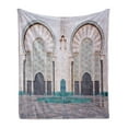 thumbnail image 1 of Architecture Soft Flannel Fleece Throw Blanket, Eastern Exterior Vista of Casablanca Historic Building Gates and Quad Photo, Cozy Plush for Indoor and Outdoor Use, 50" x 70", Multicolor, by Ambesonne, 1 of 5