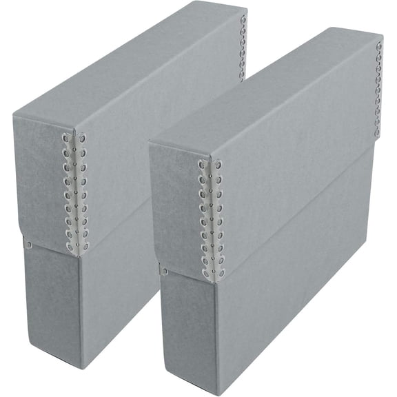 Archival Document Storage Box with Metal Edge, Acid-Free Gray Boxboard, Letter-Sized 12.5" x 10.5" x 2.5", Pack of 2