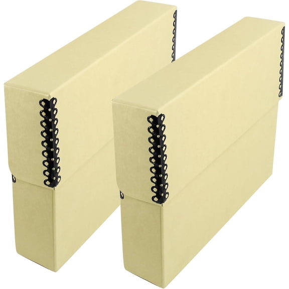 Archival Document Storage Box with Metal Edge, Acid-Free Tan Boxboard, Letter-Size 12.5" x 10.5" x 2.5", Pack of 2