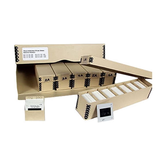 Archival Methods 35mm Slide Storage File System, Includes 48 Slide Trays, 6 Slide Boxes, 50 Slide Dividers & Master Box, Tan