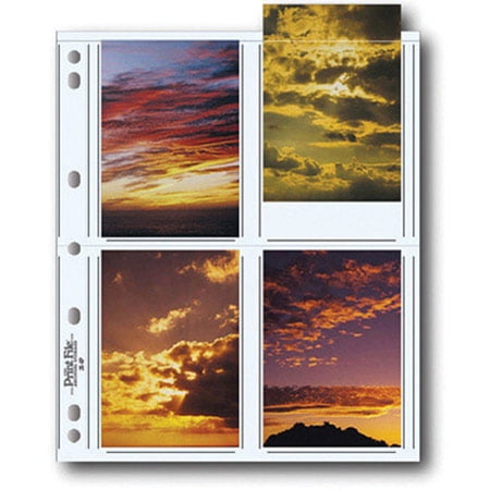 Print File Archival Photo Pages Holds Eight 3 1/2x5" Prints, Pack of 100