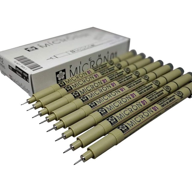 Archival pigment ink for artist, Pen 01 Black marker felt tip pen