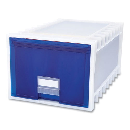 Archive Storage Drawers, Letter/legal Files, 15.3" X 24.25" X 11.38", Blue/white | Bundle of 5