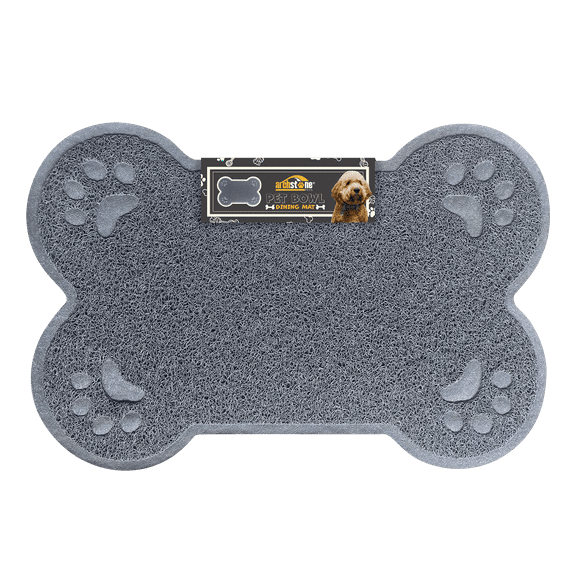 Archstone - Pet Dining Mat - Gray, Bone Shape