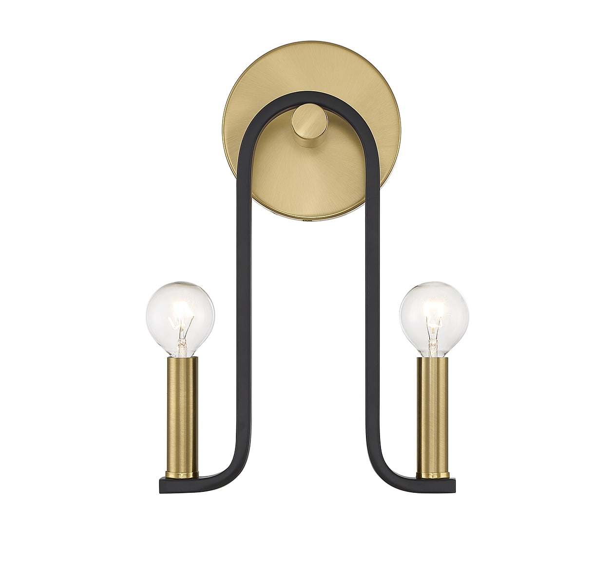 Matte Black and Warm Brass 2-Light Wall Sconce