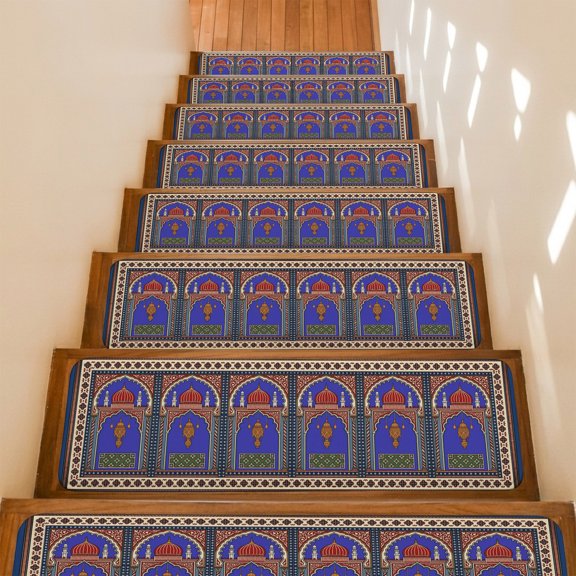 Archway Columns Non-Slip Stair Treads for Wooden Steps, 15 Pack 8x30 Inches Carpet Stair Mats with Adhesive Backing, Noise-Reducing Step Covers for Indoor Stairs, Easy to Install & Residue-Free
