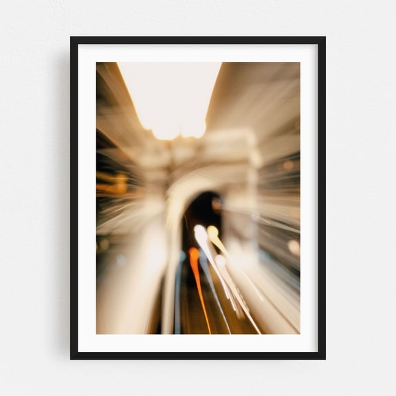 Archway Luminescence - New York Photography Abstract Surrealism Psychedelic Modern Art Neon Sign Industrial Nightlife Black Framed Wall Art Print 5 x 7 inches
