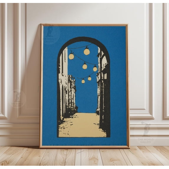 Archway Street Poster Mediterranean Alley Print Minimal Travel Wall Art ...