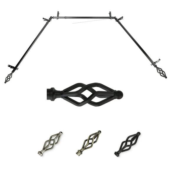 Archy 13/16" Bay Window curtain rod 20"-36", 38"-72" - Black,(ABay-41-2)