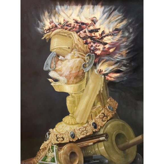 Arcimboldo Fire Flames Face Portrait Painting Extra Large XL Wall Art Poster Print