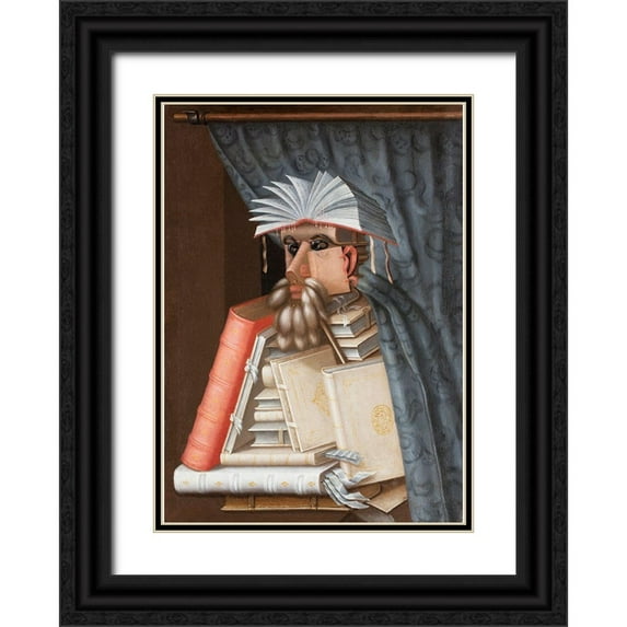 Arcimboldo, Giuseppe 11x14 Black Ornate Wood Framed with Double Matting Museum Art Print Titled - The Librarian