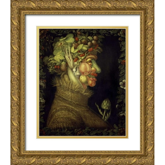 Arcimboldo, Giuseppe 26x31 Gold Ornate Wood Framed with Double Matting Museum Art Print Titled - Summer
