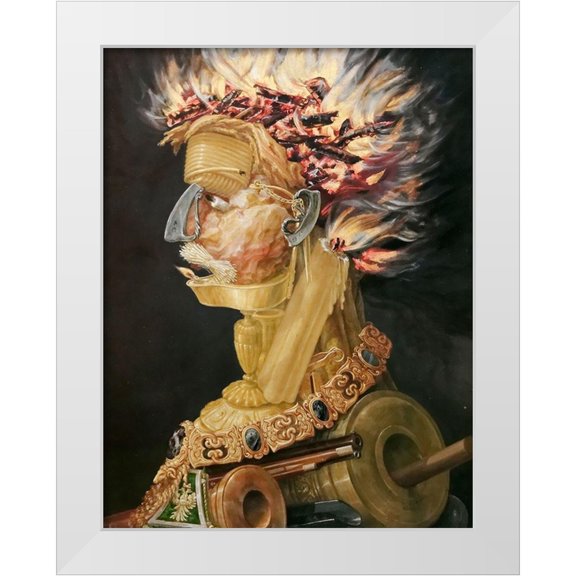 Arcimboldo, Giuseppe 26x32 White Modern Wood Framed Museum Art Print Titled - Fire