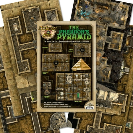 Arcknight The Pharaoh’s Pyramid map Pack - 16 Modular RPG Maps in 8 Double-Sided Pages, 1" Square Grid, Modular & Versatile Design for Tabletop Gaming - BattleMaps for Dungeons & Dragons & More