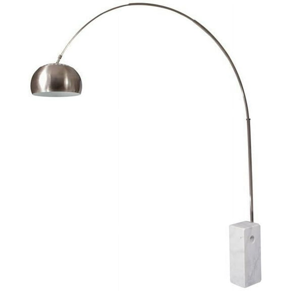 Arco Floor Lamp with Marble Cube Base, White