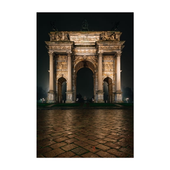 Arco della Pace 01 - Milan Lombardy Italy Photography Architecture Night Sky Cityscape Scenic Travel Poster Unframed Wall Art Print 4 x 6 inches