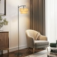 thumbnail image 1 of ArcoMead Arc Floor Lamp, Farmhouse Floor Lamp with Double Lampshade, Rattan Boho Tall Standing Lamp for Living Room Bedroom Offfice(Beige), 1 of 8