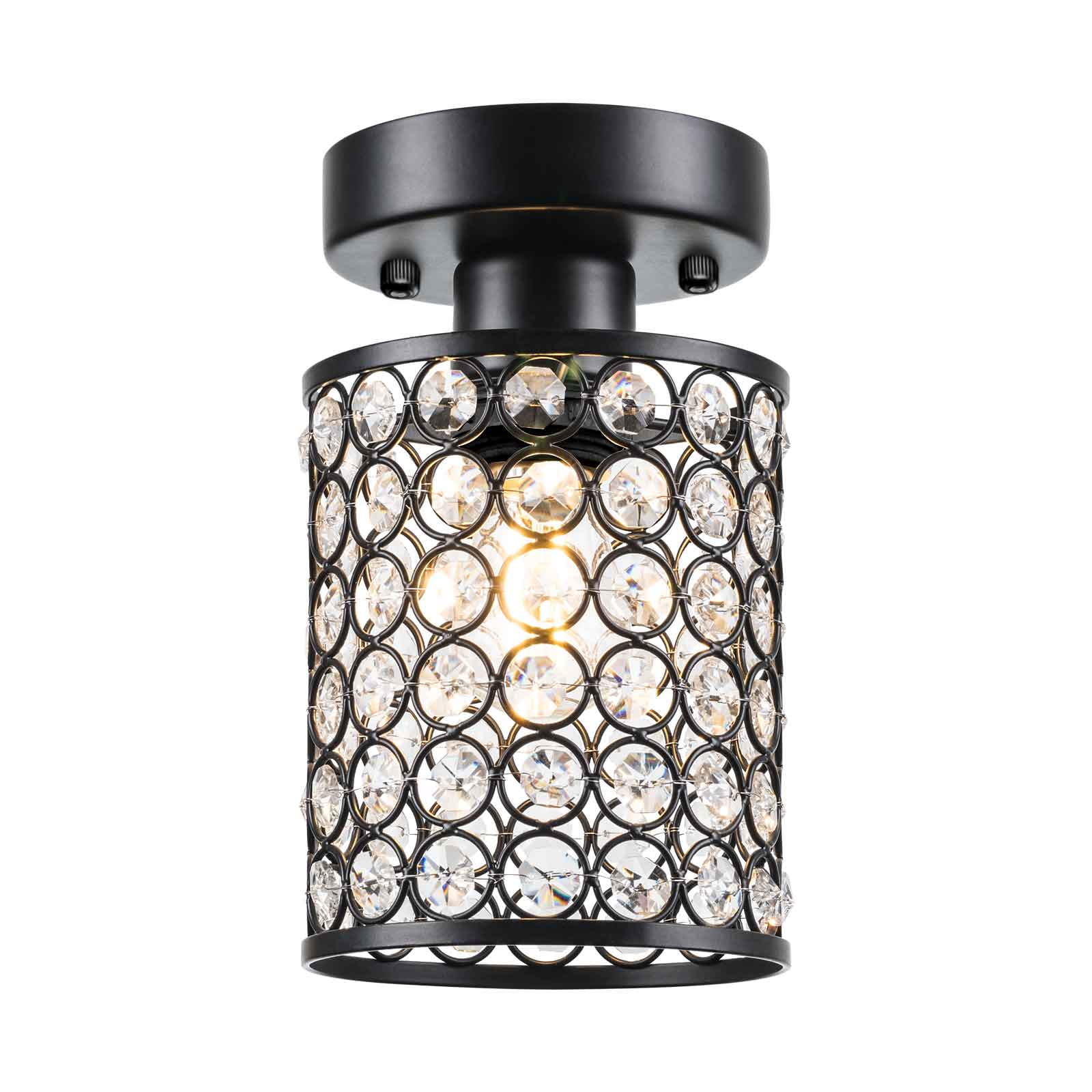 Mini Chandelier Crystal Ceiling Lighting, Modern Semi Flush Mount Ceiling Pendant Light