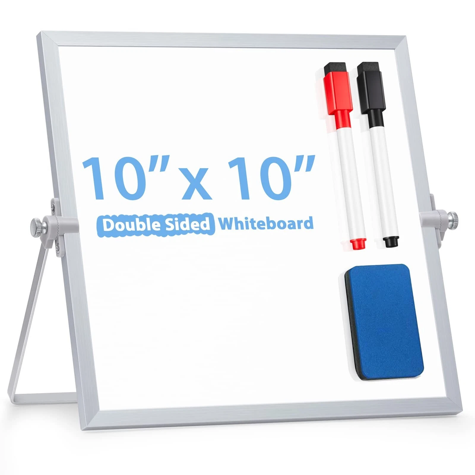 Arcobis Small Whiteboard With Stand 10" X 10", Magnetic Double-Sided Dry Eras...