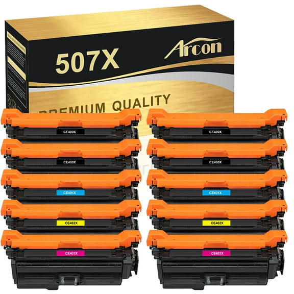 Arcon 10-Pack Compatible Toner for HP 507X CE400A Works with HP LaserJet Enterprise 500 color MFP M575dn M575F 575c MFP M570dn 570dw M551dn M551n M551xh (Black Cyan Magenta Yellow)