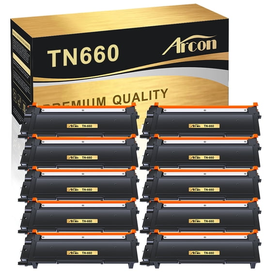 Arcon 10-Pack Compatible Toner for Brother TN-660 TN660 Printers (Black)