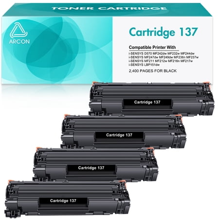 Arcon 137 Toner cartridge for Canon 137 CRG137 imageCLASS MF230 MF242dw MF244dw MF232dw MF236n MF247dw MF229dw D570 Satera MF224dw Printer(Black,4-Pack)