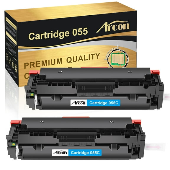 Arcon 2-Pack Compatible Toner for Canon 055 055C with Chip imageCLASS MF741CDW MF743Cdw MF745CDW MF746Cx LBP664CX MF746Cdw Printers (Cyan)