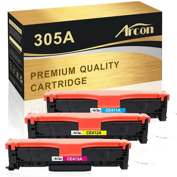 Arcon 3-Pack Compatible Toner for HP 305A CE411A CE412A CE413A works with HP LaserJet Pro M451dw M451dn 451nw M475dn MFP M375nw M351a M476nw M476dn M476dw (Cyan Magenta Yellow)