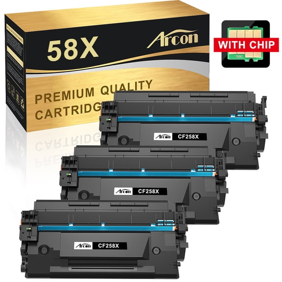 Arcon 3-Pack Compatible Toner for HP 58X CF258X works with LaserJet Pro M404 M404n M404dw M404dn MFP M428 M428dw M428fdn M428fdw LaserJet Pro M406 M430 Printers (Black, with CHIP)