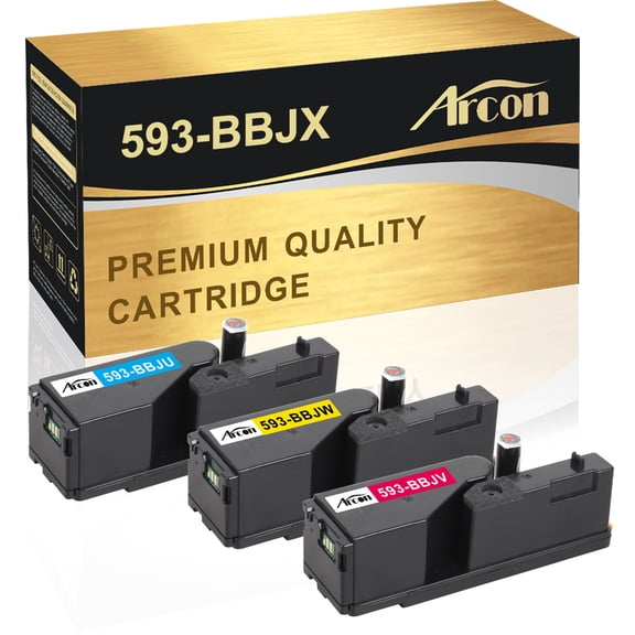 Arcon 3-Pack Compatible Toner for Dell 593-BBJU 593-BBJV 593-BBJW works with Dell E525W Printers (Cyan Magenta Yellow)