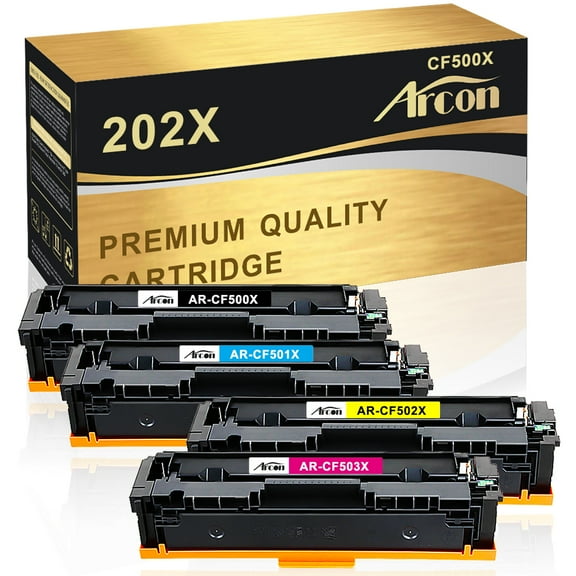 Arcon 4-Pack Compatible Toner for HP 202X CF500X Color LaserJet Pro MFP M254dw M254dn M254nw M280nw M281fdw M281fdn M281cdw Printers (Black Cyan Magenta Yellow)
