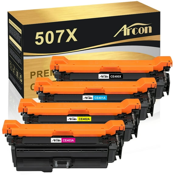 Arcon 4-Pack Compatible Toner for HP 507X CE400A Works with HP LaserJet Enterprise 500 color MFP M575dn M575F 575c MFP M570dn 570dw M551dn M551n M551xh (Black Cyan Magenta Yellow)