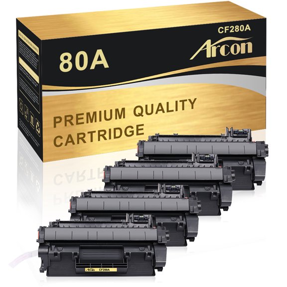 Arcon 4-Pack Compatible Toner for HP 80A CF280A works with HP Laser Jet Pro 400 M401a M401d M401n M401dn M401dne M401dw MFP M425DN M425DW Printers (Black)