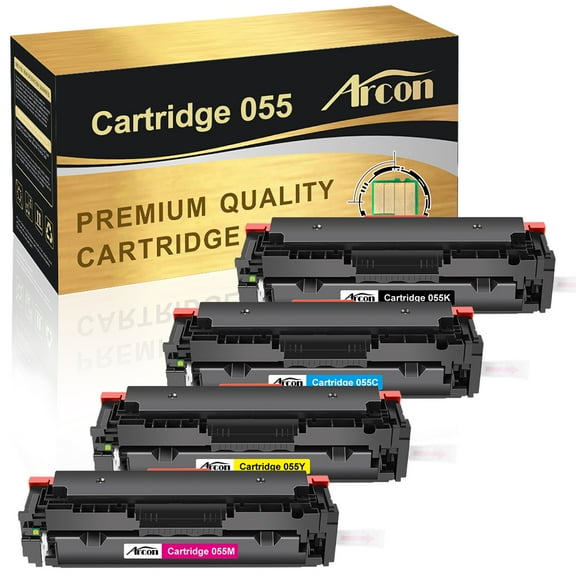 Arcon 4-Pack Compatible Toner for Canon 055 with Chip imageCLASS MF741CDW MF743Cdw MF745CDW MF746Cx LBP664CX MF746Cdw (Black Cyan Magenta Yellow)